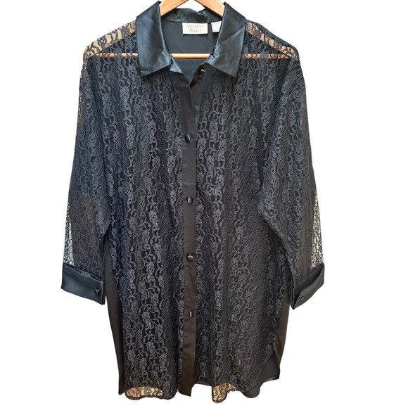 Vintage Victoria's Secret‎ Gold Label Black Lace & Satin Nightgown Sexy Y2K SM - Picture 1 of 6
